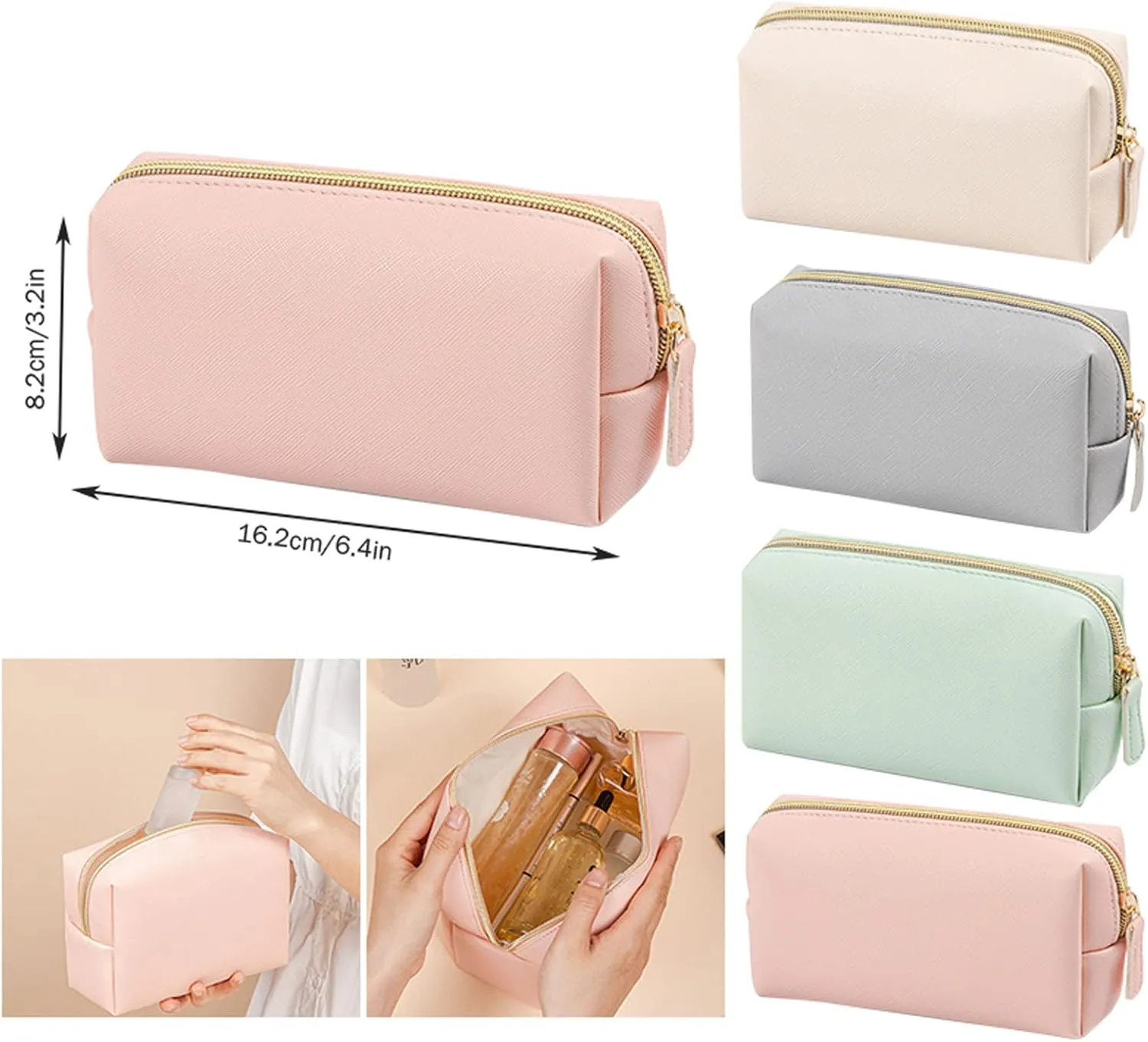 Makeup Bags for Women,PU Leather Portable Large Capacity Waterproof Small Makeup Bag,Toiletry Bag,Travel Cosmetic Bag,Cute Makeup Bag for Daughter Women Girls Gifts