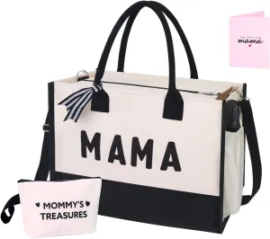 MAMA Tote Bag Mothers Day Gifts for New Mom, Pregnant Women, Hospital Bag Essentials for Labor and Delivery with Zipper, Pregnancy Gifts for Expecting First Time Mom