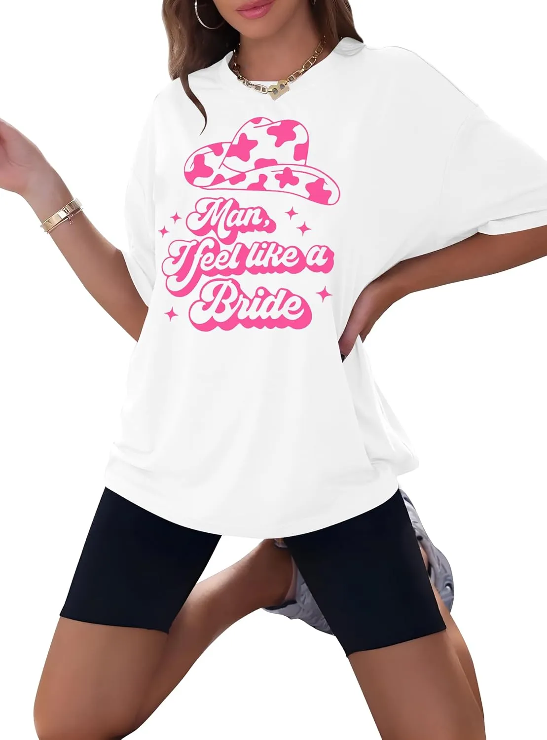 Man I Feel Like A Bride Shirt Women Bacheloreette Party Tshirts Oversized Wedding Vacation Tops