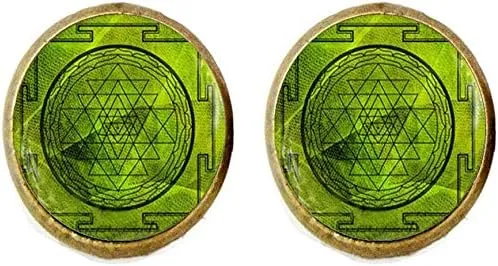 Mandala Art Cufflinks Irregular Pattern Jewelry Buddhist Sri Yantra Jewelry