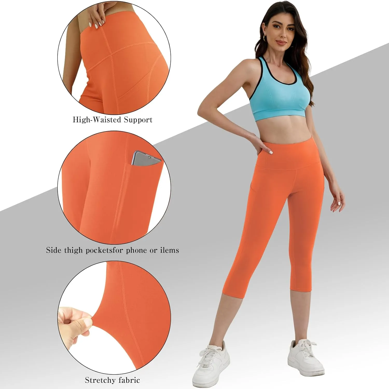 Match Womens High Waisted Active Yoga Pants with Pockets Tummy Control Workout Buttery Soft Leggings