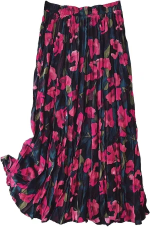 Maxi Skirts for Women Elegant Pleated A Line Skirt for Women Vintage Floral Pattern Perfect for Autumn & Long