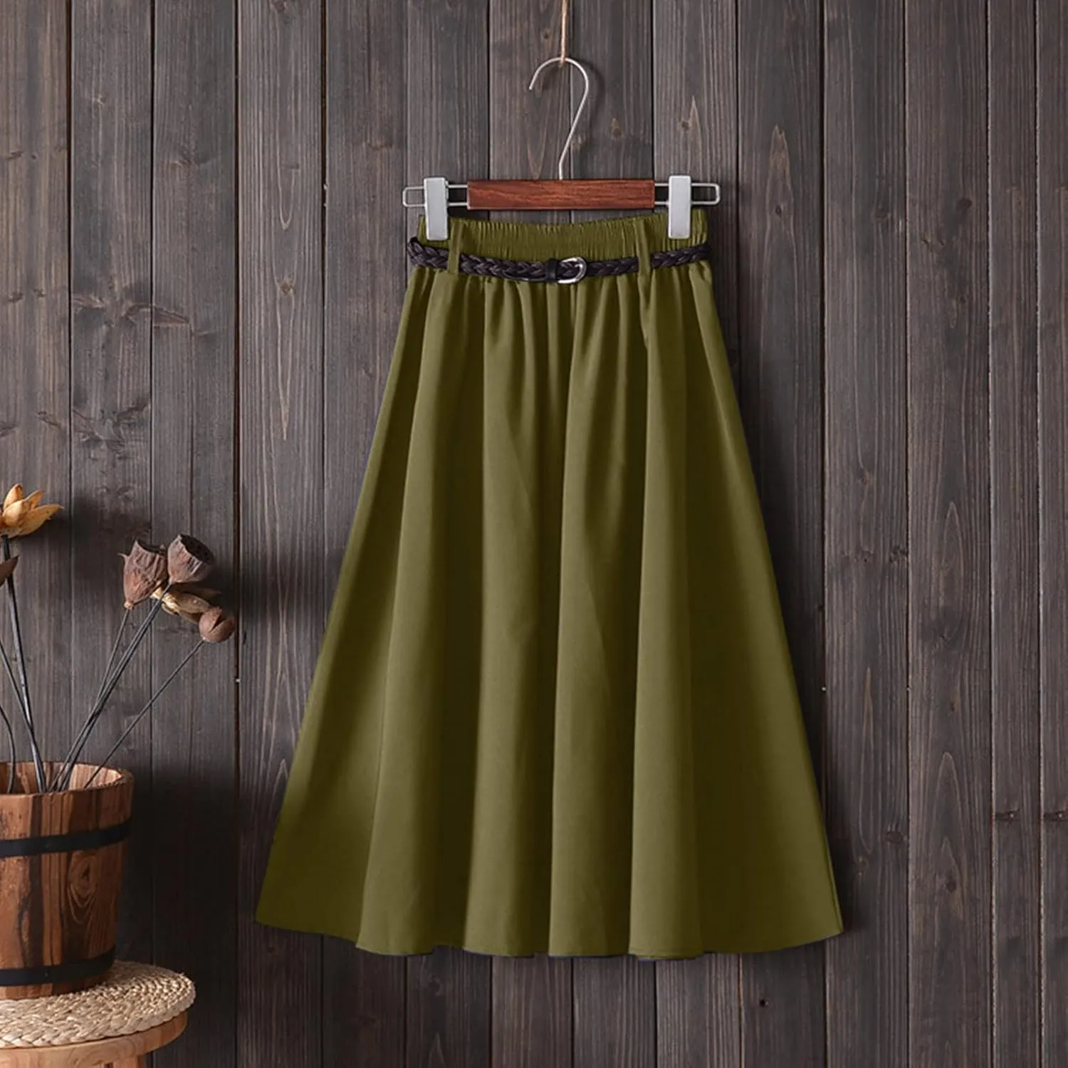 Maxi Skirts Womens Fashion High Waist Long Skirts Bohemian Skirts Womens Ankle Length Skirts Plus Size Pleated Skirts