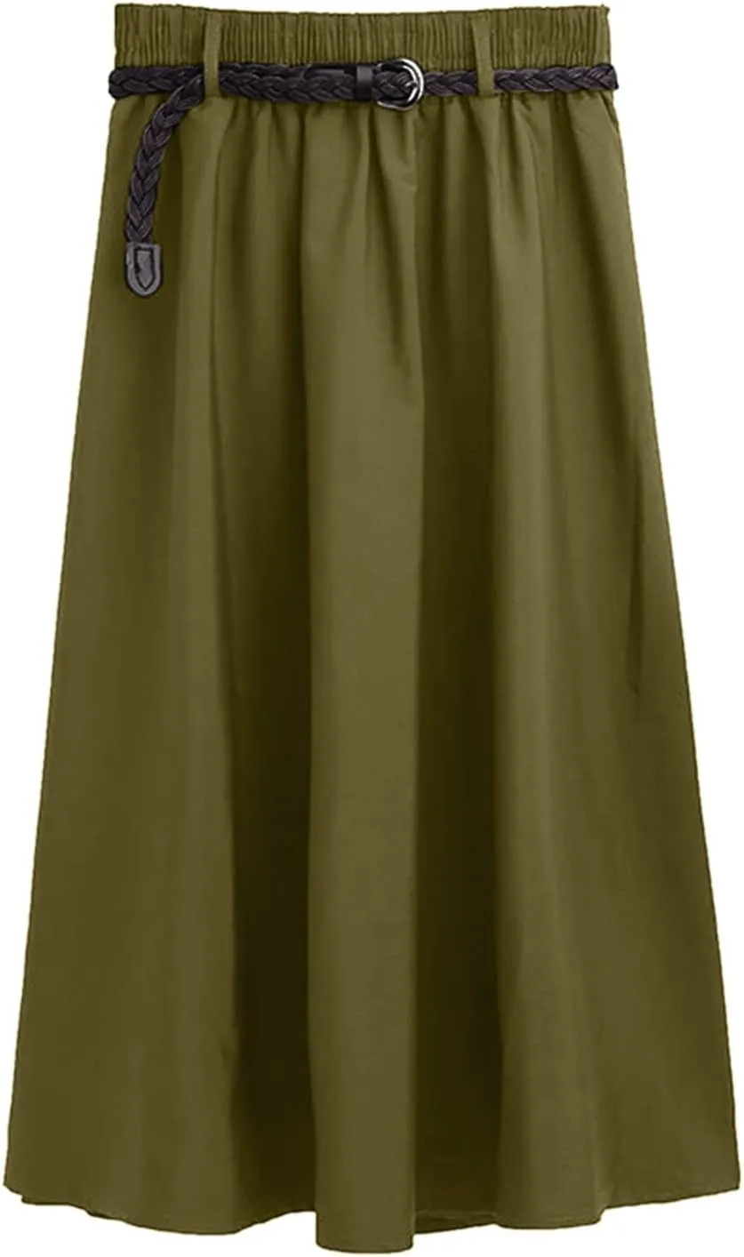 Maxi Skirts Womens Fashion High Waist Long Skirts Bohemian Skirts Womens Ankle Length Skirts Plus Size Pleated Skirts