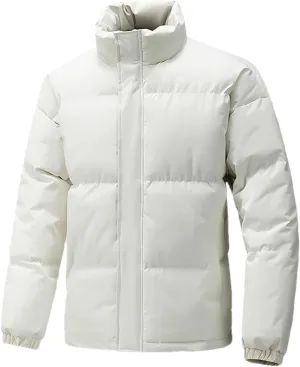 Men Solid Color Stand Collar Cotton-Padded Vintage Casual Zipper Long Sleeve Parka Coat