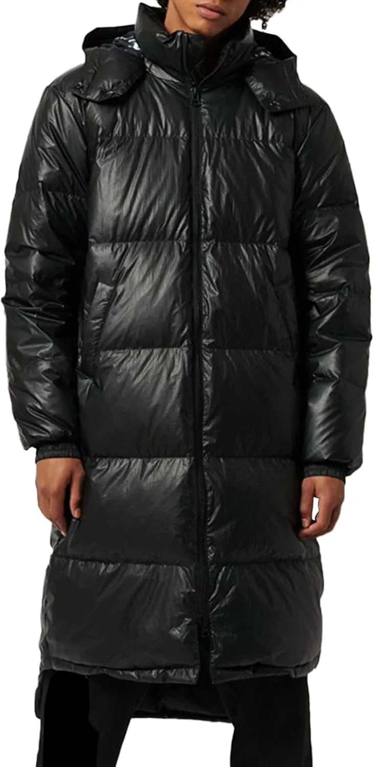 Men's Autumn And Winter Coat Jacket Large Size Solid Color Long Cotton Coat Padded Jackets Pocket Men Hooded