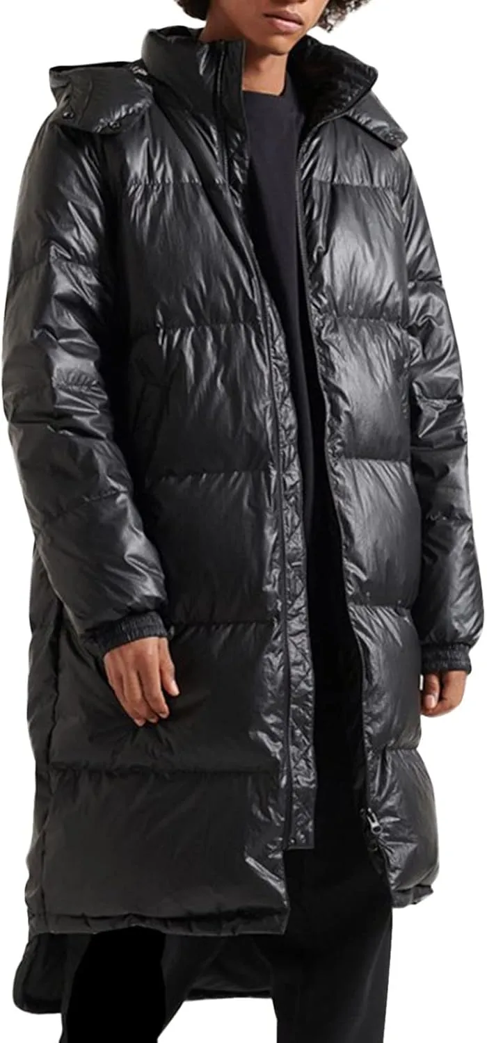 Men's Autumn And Winter Coat Jacket Large Size Solid Color Long Cotton Coat Padded Jackets Pocket Men Hooded