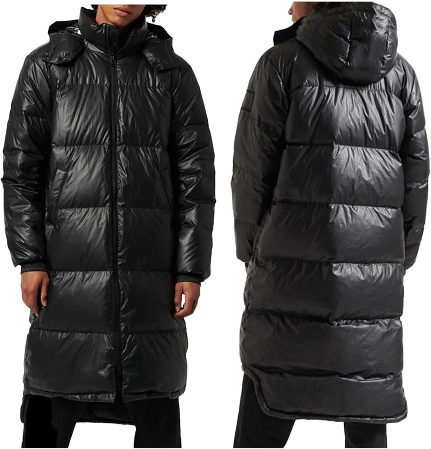 Men's Autumn And Winter Coat Jacket Large Size Solid Color Long Cotton Coat Padded Jackets Pocket Men Hooded