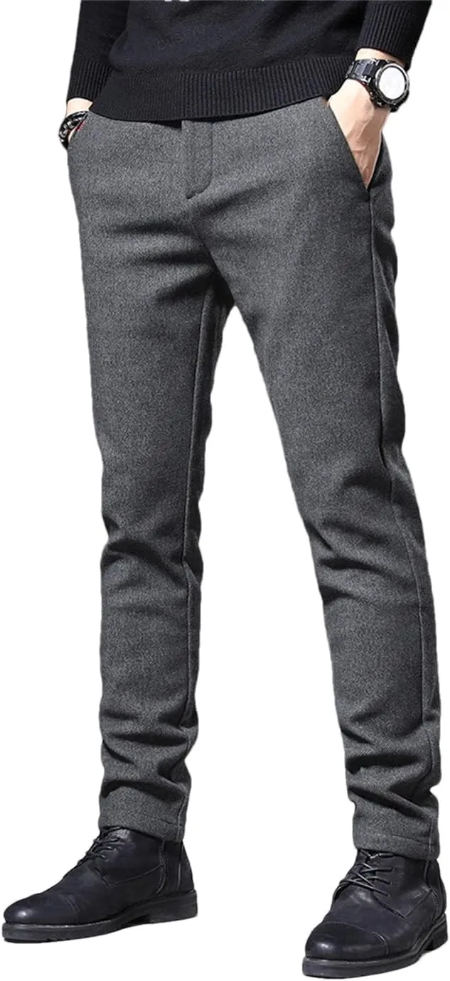 Men's Autumn Inter Casual Pants Business Fashion Slim Fit Stretch Thick Cotton Trousers