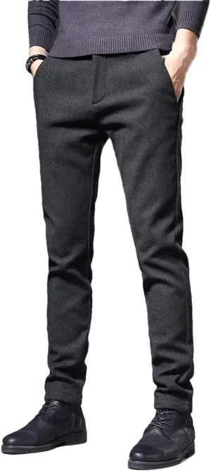 Men's Autumn Inter Casual Pants Business Fashion Slim Fit Stretch Thick Cotton Trousers