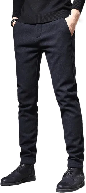 Men's Autumn Inter Casual Pants Business Fashion Slim Fit Stretch Thick Cotton Trousers