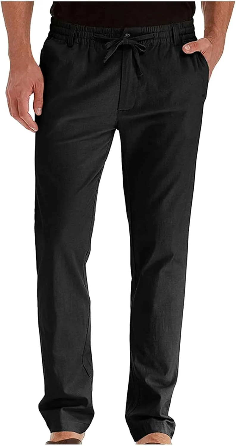 Mens Dress Pants Slim Fit Flat Front Chino Pants Casual Stretch Business Pants Wrinkle-Resistant Classic Khaki Pants
