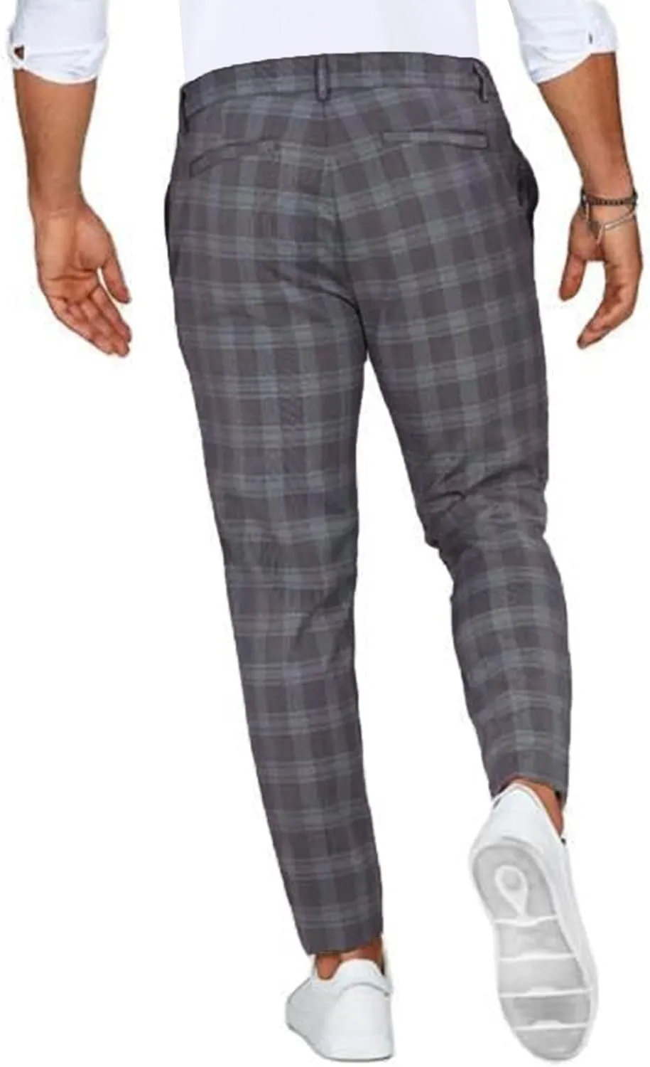 Men's Fashion Stretch Dress Pants Chinos Slim Fit Plaid Pants Business Suit Pants Casual Golf Stretch Dress Pants