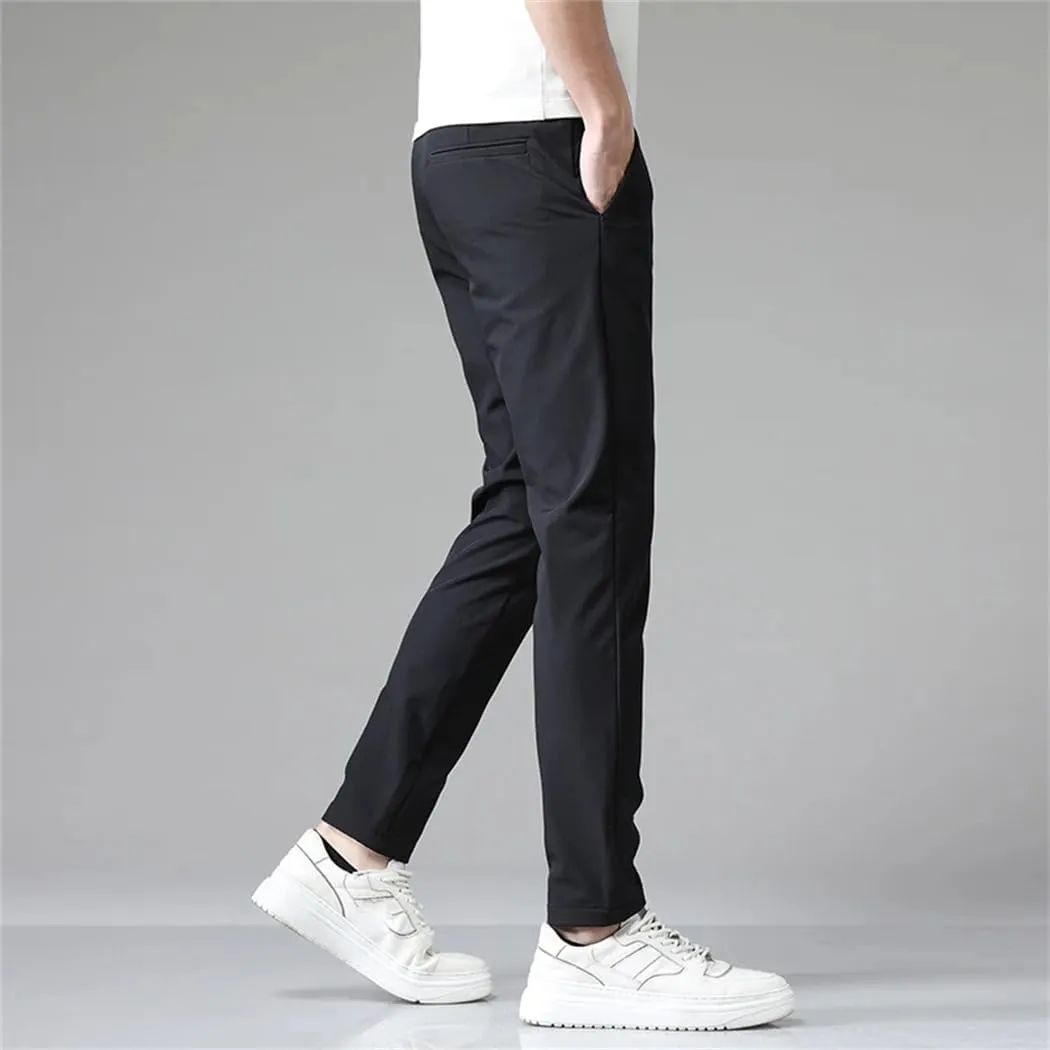 Men's Korean Style Stretch Slim Fit Jogger Trousers ith Elastic aist Casual Business Pants