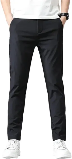 Men's Korean Style Stretch Slim Fit Jogger Trousers ith Elastic aist Casual Business Pants