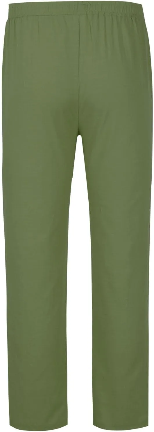 Men's Linen Pants Elastic Waist Lightweight Breathable Relaxed Casual Beach Vacation Daily Pockets