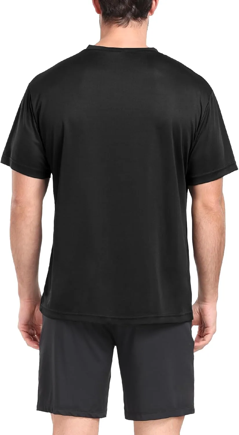 Men's T Shirts Quick Drying V-Neck Athletic Shirt Running Gym Workout Moisture Wicking T-Shirt for Casual