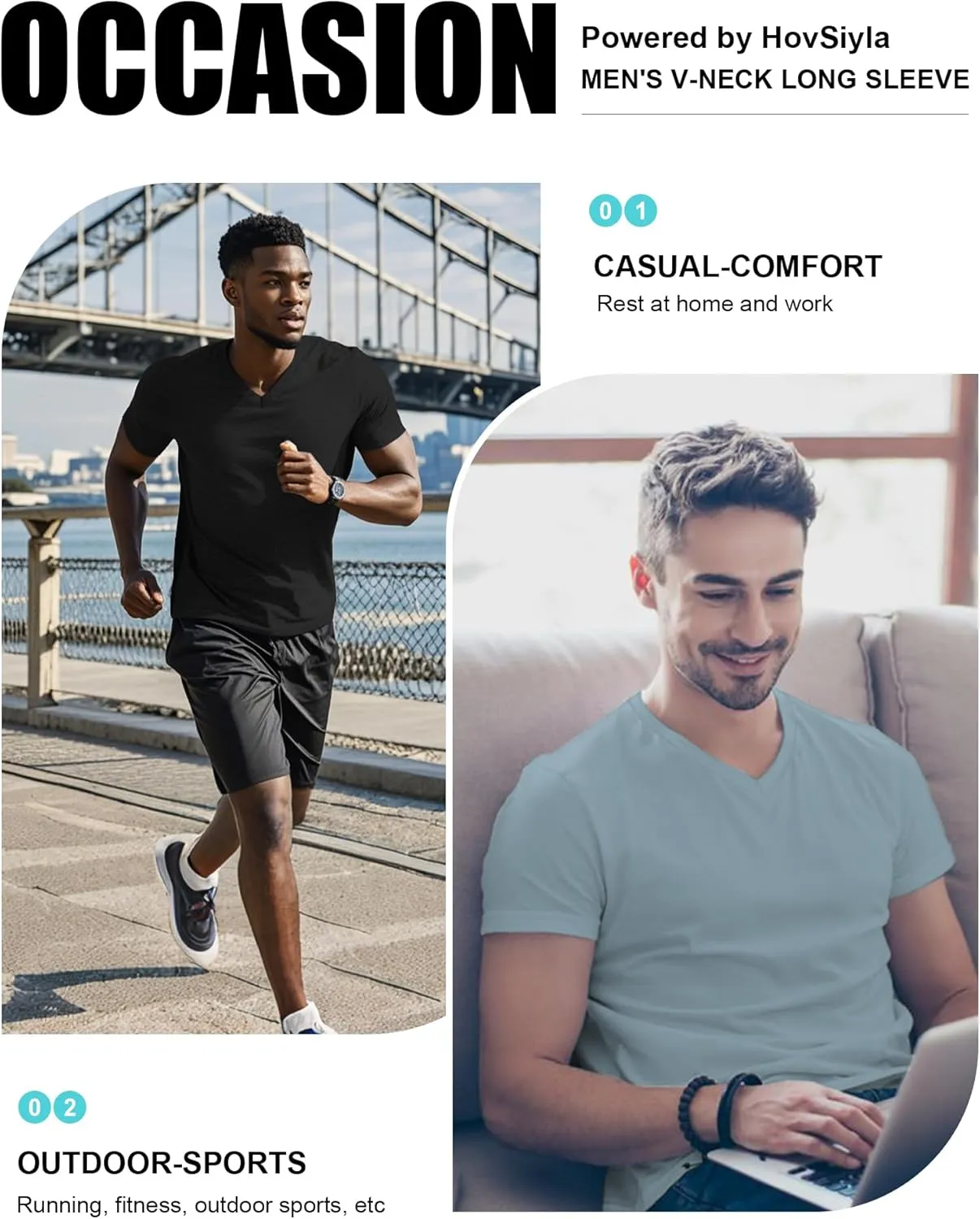 Men's T Shirts Quick Drying V-Neck Athletic Shirt Running Gym Workout Moisture Wicking T-Shirt for Casual