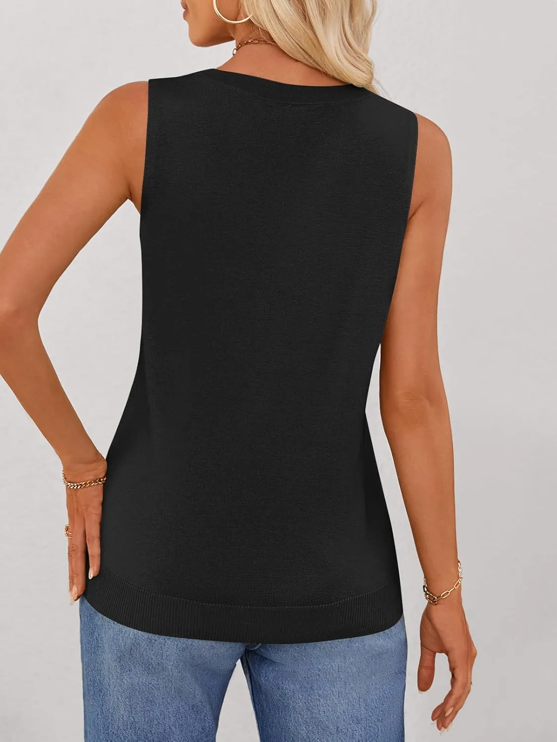 MEROKEETY Women's Summer Casual Sleeveless Tank Tops 2025 Crew Neck Knit Basic Trendy T Shirts