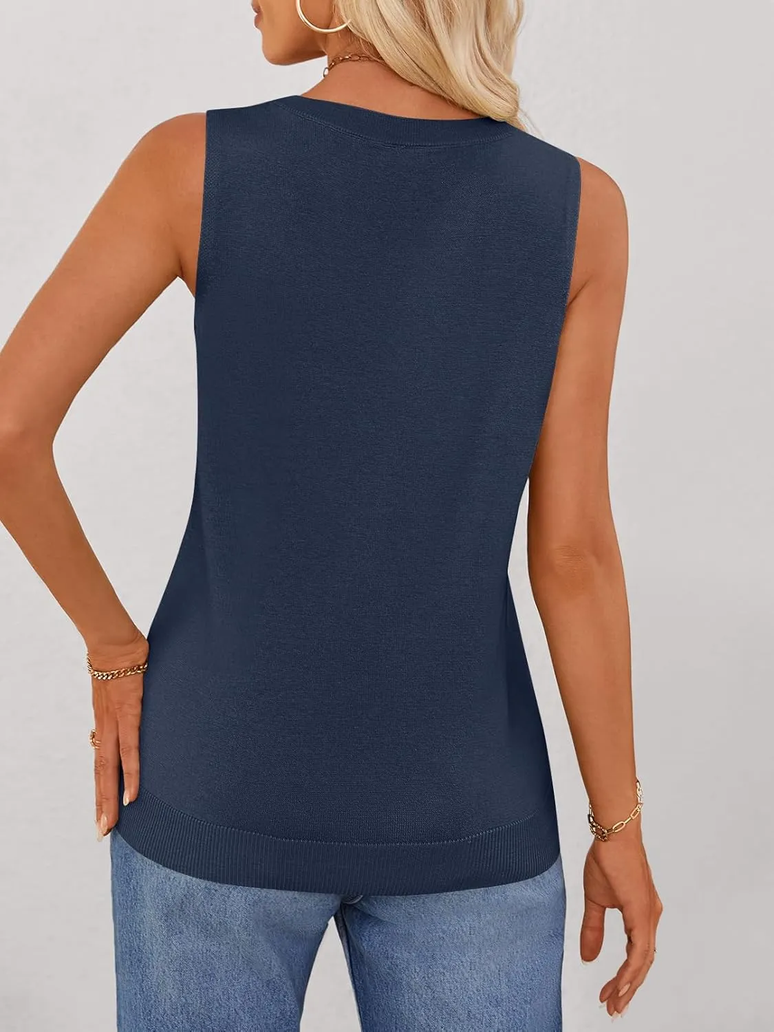 MEROKEETY Women's Summer Casual Sleeveless Tank Tops 2025 Crew Neck Knit Basic Trendy T Shirts