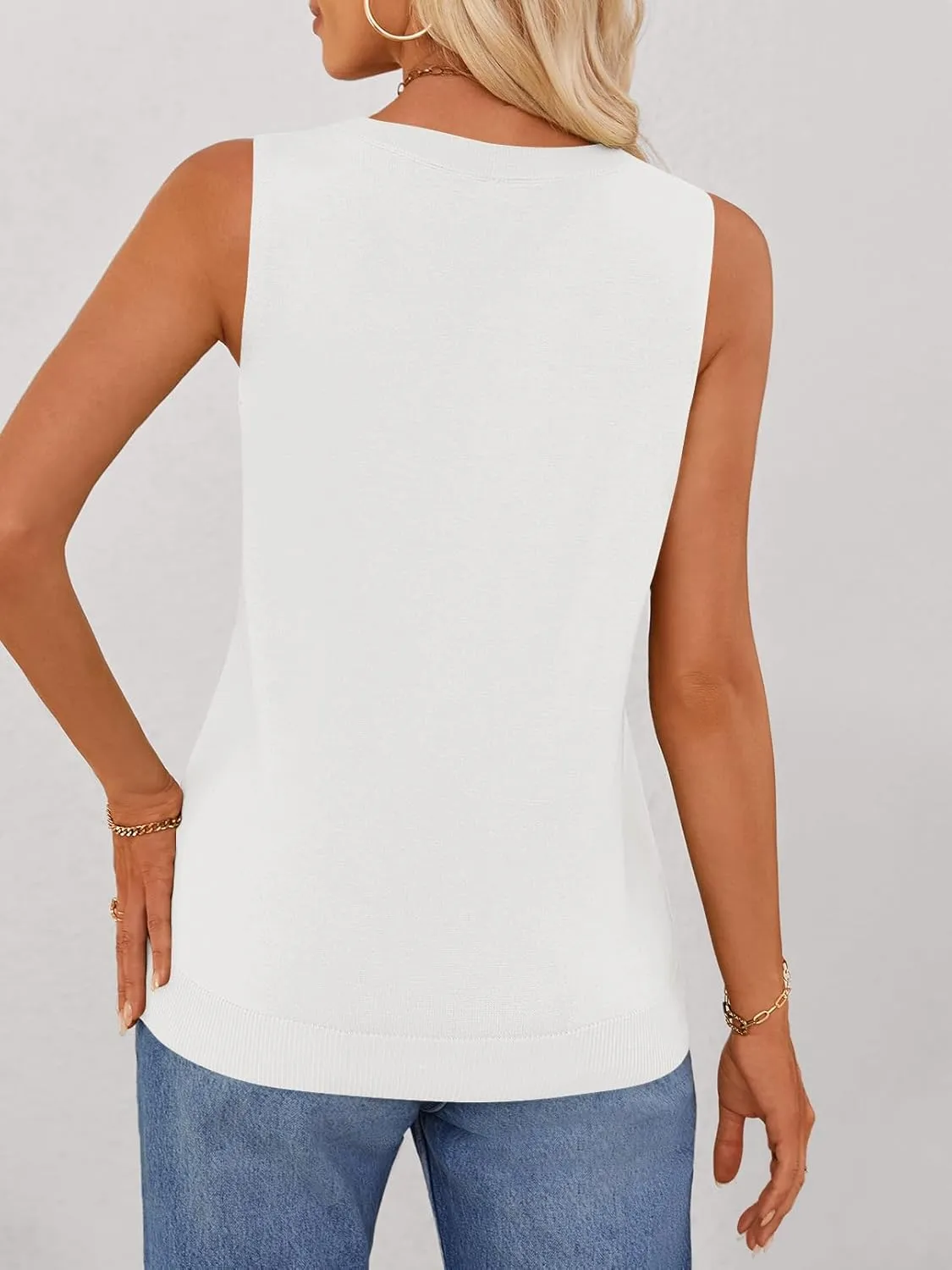 MEROKEETY Women's Summer Casual Sleeveless Tank Tops 2025 Crew Neck Knit Basic Trendy T Shirts