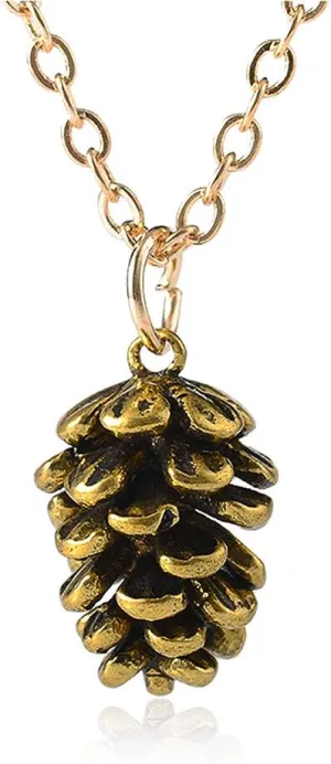 Metal Pine Nuts Necklace Charm Retro Pinecone Nut Plant Specimen Pendants Necklace for Women Jewelry Accessories