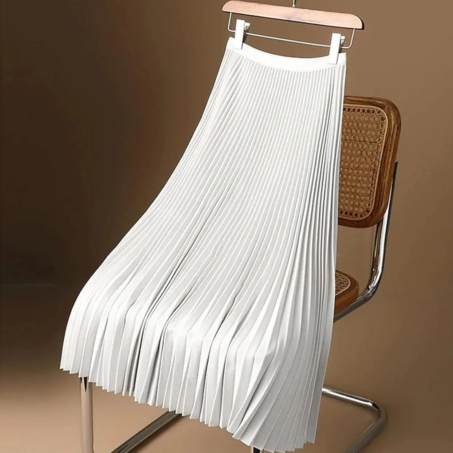 Midi Skirts for Women Solid Casual Vacation Plus Size Skirt Satin Pleated Skirts Comfortable Fit Big and Tall Skirt