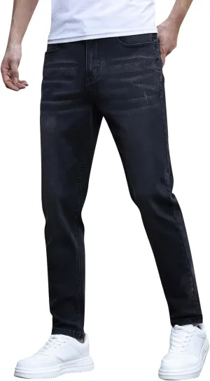 MIDOO Jeans for Men Slim Fit Stretch Casual Aesthetic Jeans Straight Leg Pants Lightweight Stretch Denim Pants Trouser