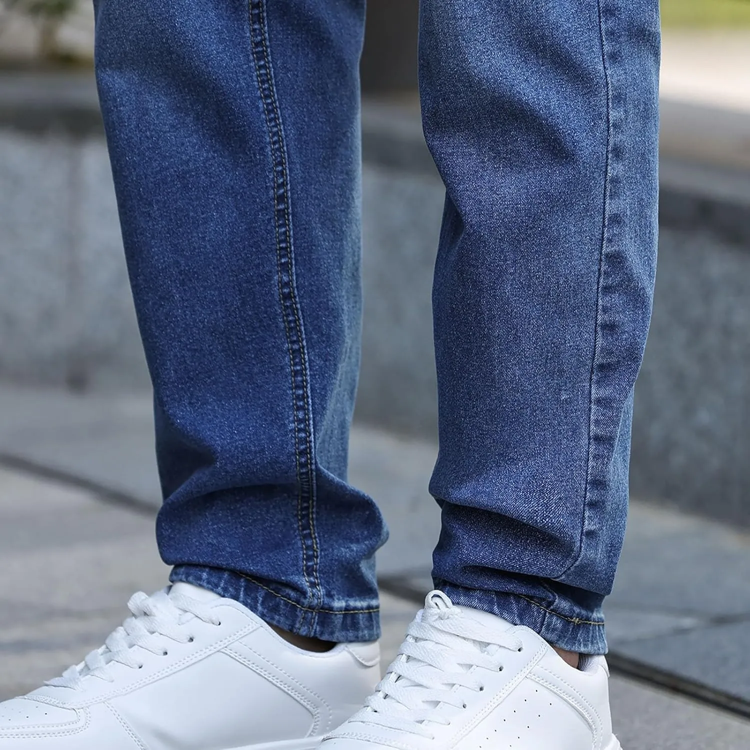 MIDOO Jeans for Men Slim Fit Stretch Casual Aesthetic Jeans Straight Leg Pants Lightweight Stretch Denim Pants Trouser