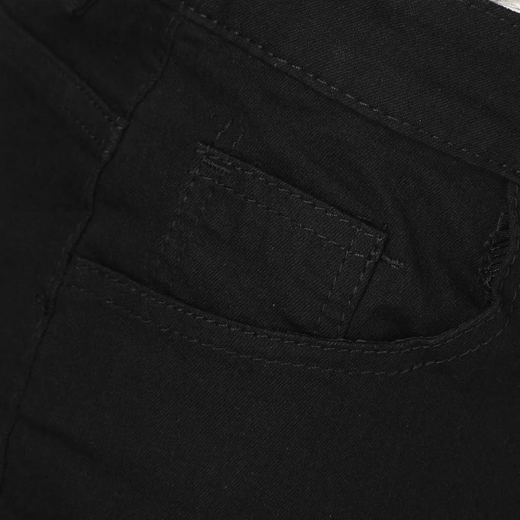 MIDOO Ripped Jeans Men Solid Relaxed Fit High Waist Skinny Jeans Denim Pants Casual Fashion Straight Leg Jean Pants