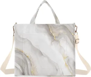 MNSRUU Corduroy Tote Bag for Women, Marble Artwork Tote Bag Crossbody Hobo Handbag Shoulder Bag for Work Travel