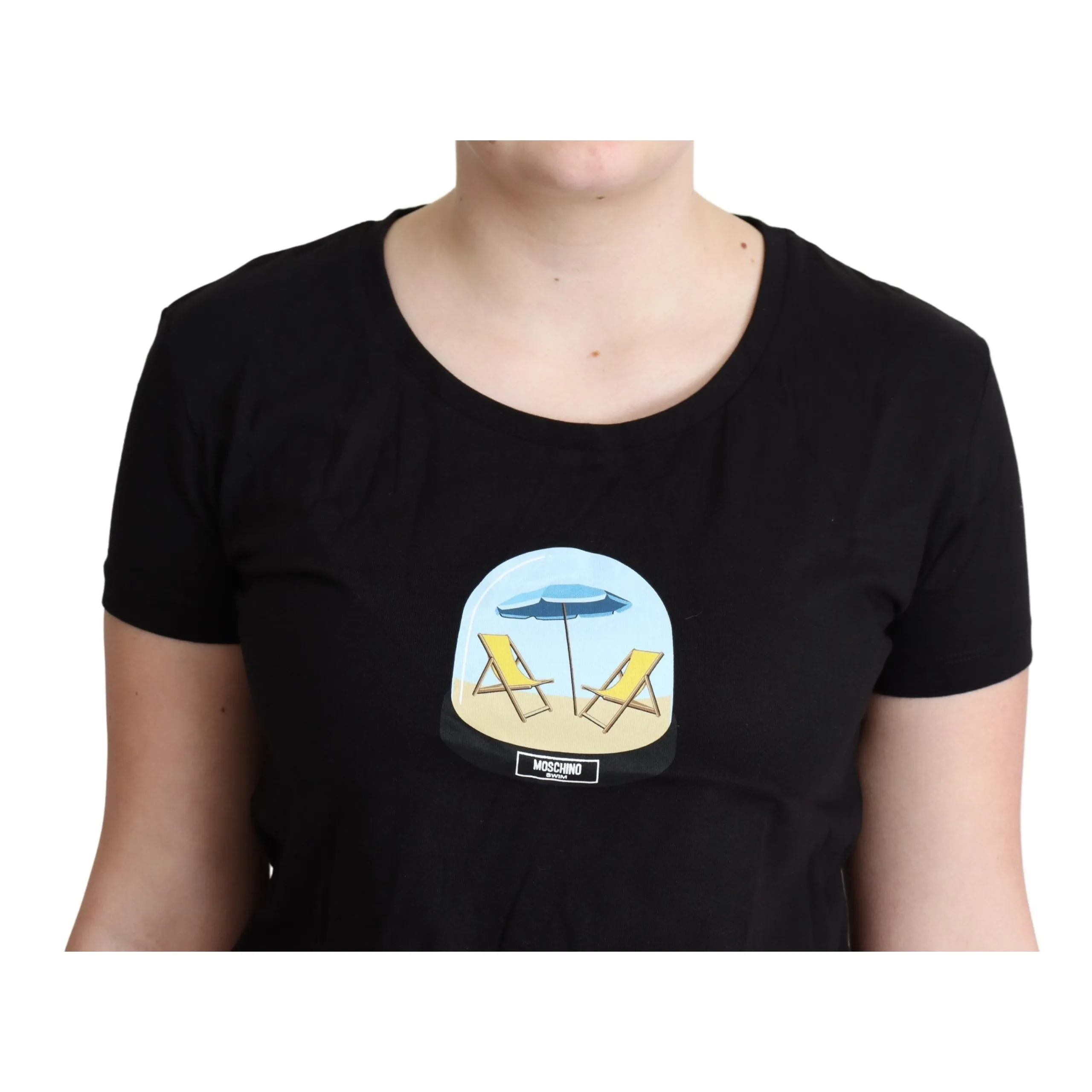 Moschino Chic Black Cotton Round Neck Tee