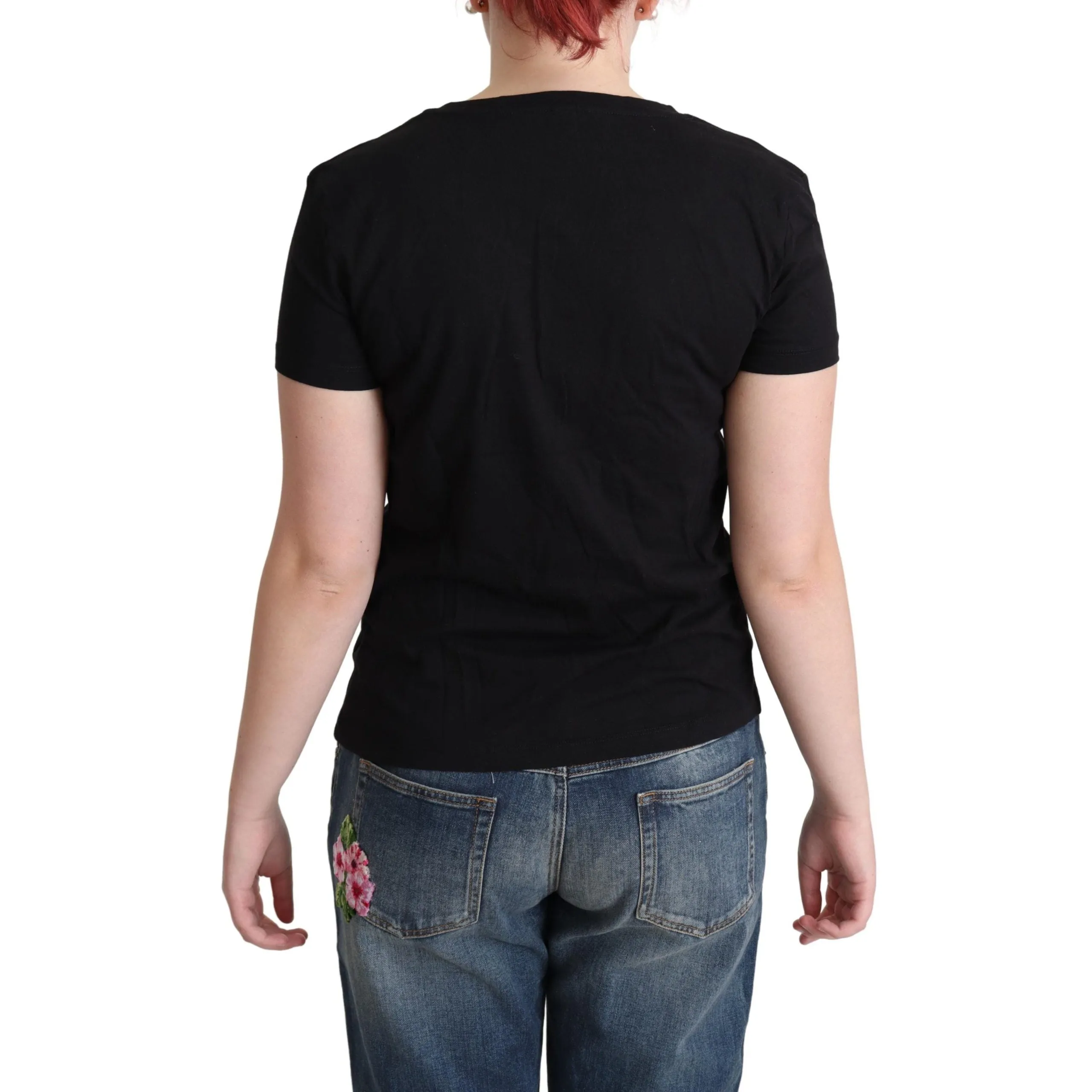 Moschino Chic Black Cotton Round Neck Tee