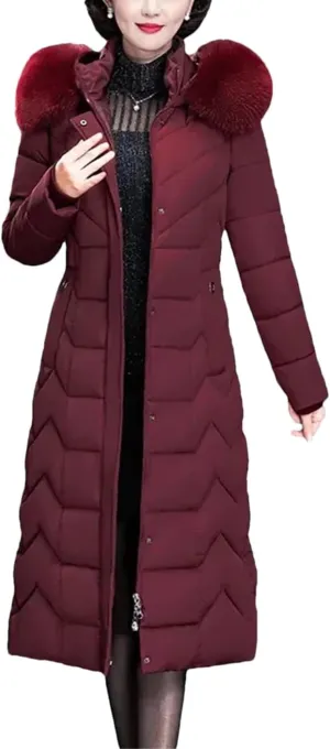 Mother Parkas Winter Thick Warm Cotton Padded Jacket Long Coats Hooded Fur Collar Puffer Parkas