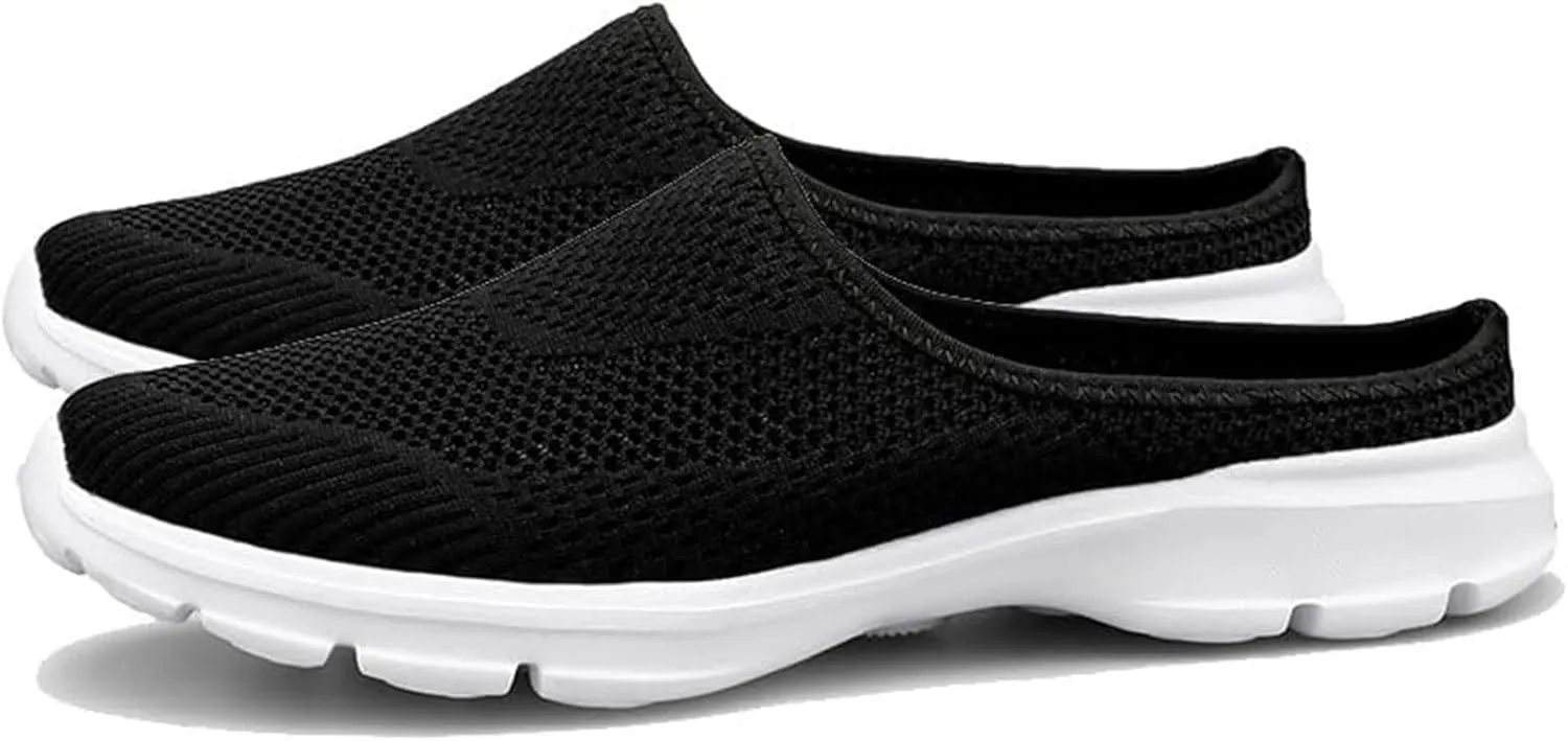 Mules for Women 2025 Garden Clogs Shoes Slip on Sneakers Women Arch Support Orthopedic Shoes Backless Sneakers Armadillo Clogs Summer Knit Flats Lightweight Breathable Comfortable Walking Shoe