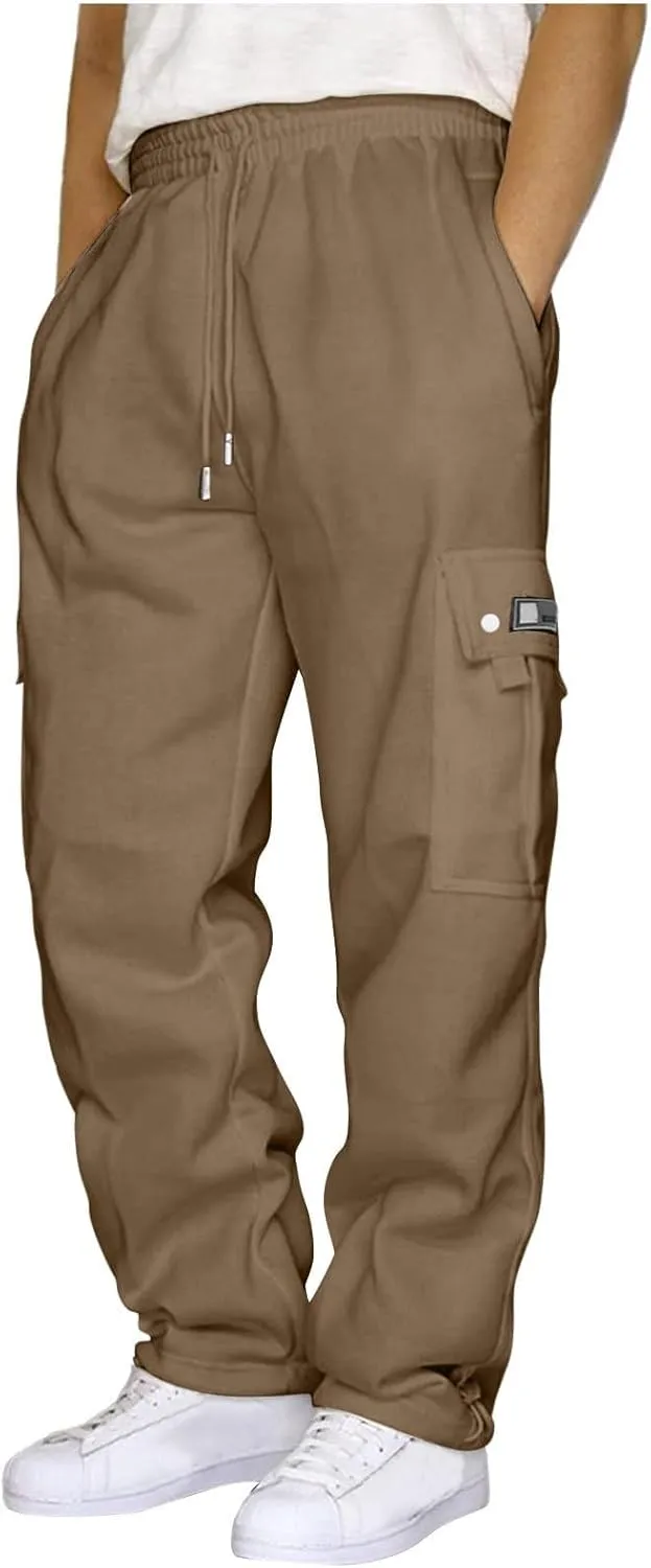 Muscularfit Cargo Pants for Men 2025 Baggy Sports Elastic Waist Drawstring Jogger Sweatpant Casual Style Pant for Daily Wear