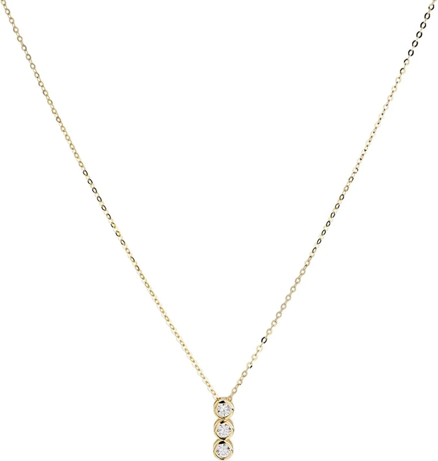 Necklaces for Women Gold Stack, Stacking Necklaces for Women Round with Cubic Zirconia 14K Yellow Gold 42cm
