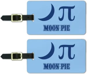 Nerdy Moon Pi MoonPie Luggage ID Tags Suitcase Carry-On Cards - Set of 2