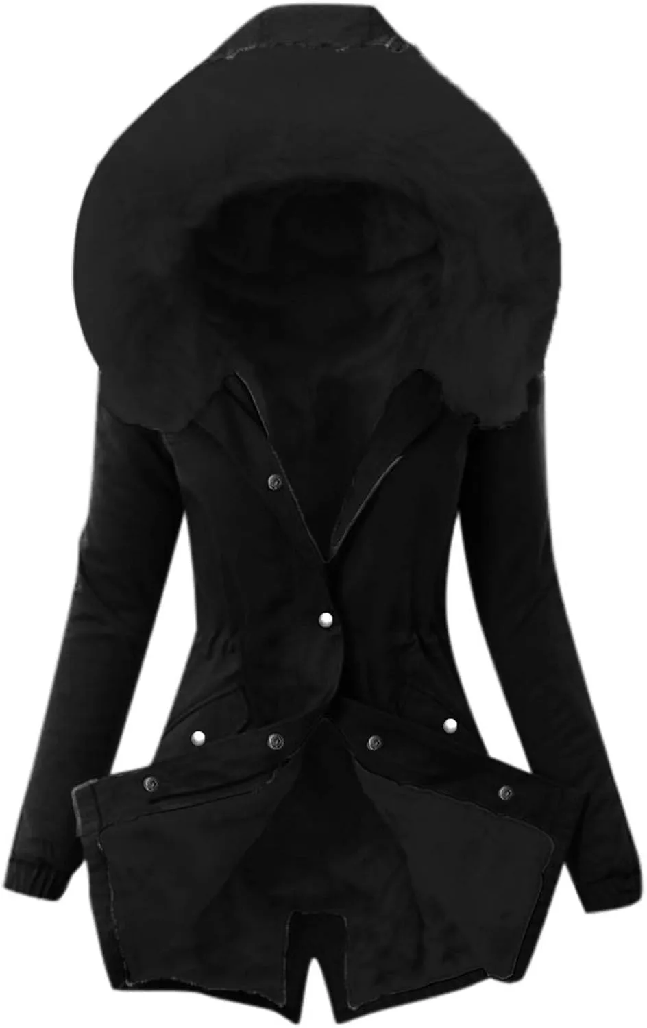 nerohusy Womens Thicken Hooded Parkas Coats Faux Fur Fleece Line Down Jackets with Pockets Parkas Long Coats Winter 2022