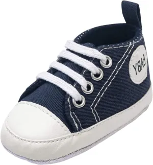 Newborn Baby Girls Boys Canvas Sneakers Soft Sole High-Top Ankle Shoes Infant First Walkers Crib Shoes Slip on