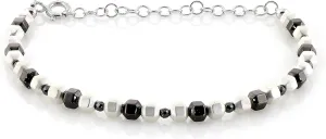NirvanaIN Hematite Beaded Bracelet, hand made Gemstone jewelry, Wedding Jewelry, Wedding Hematite Bracelet jewelry black hematite, white hematite