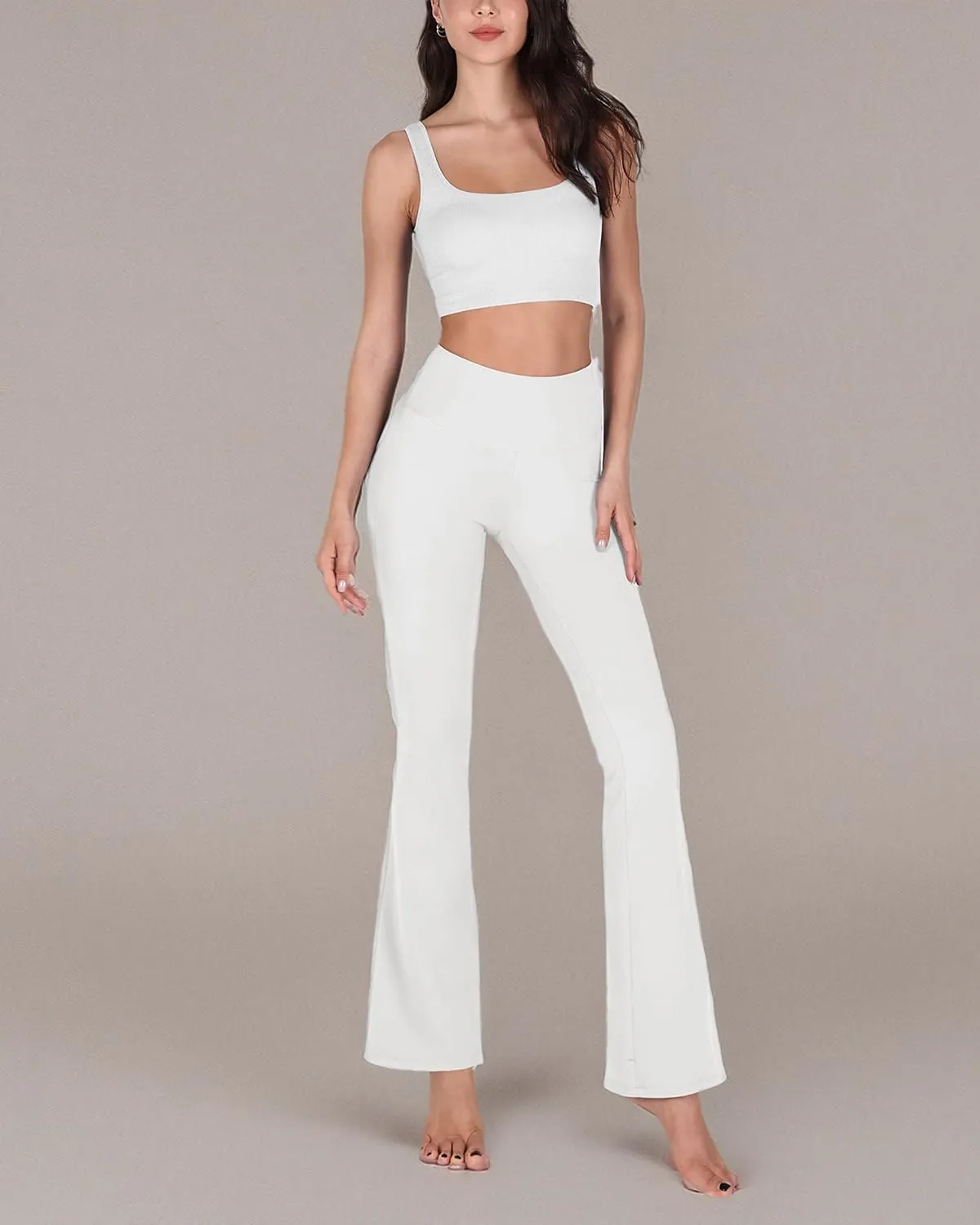 ODODOS Women's Bootcut Yoga Pants Tummy Control Non See Through Bootleg Gym Workout Pants