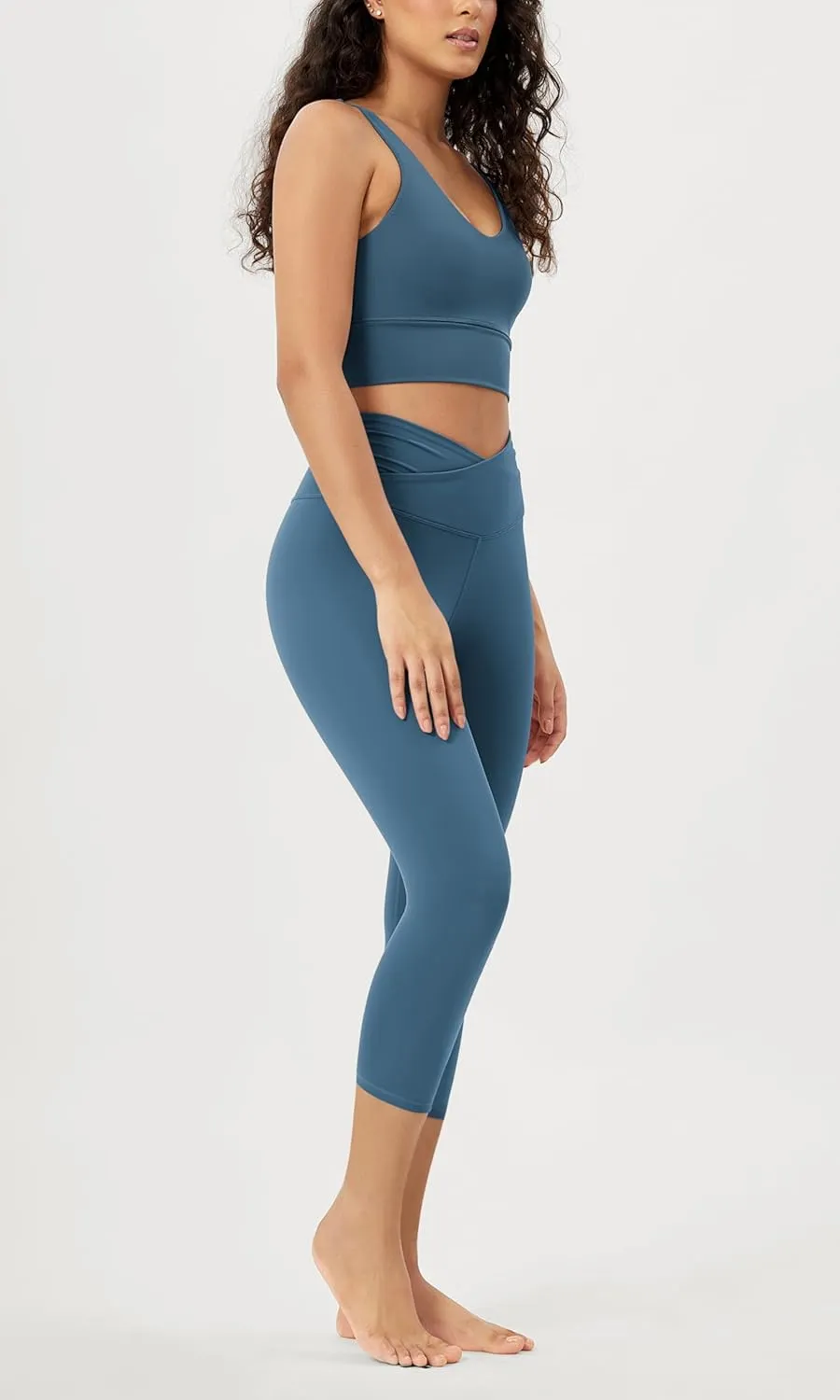 ODODOS Women's Cross Waist Yoga Leggings with Inner Pocket, 23"/25"/28" Gathered Crossover Workout Yoga Pants