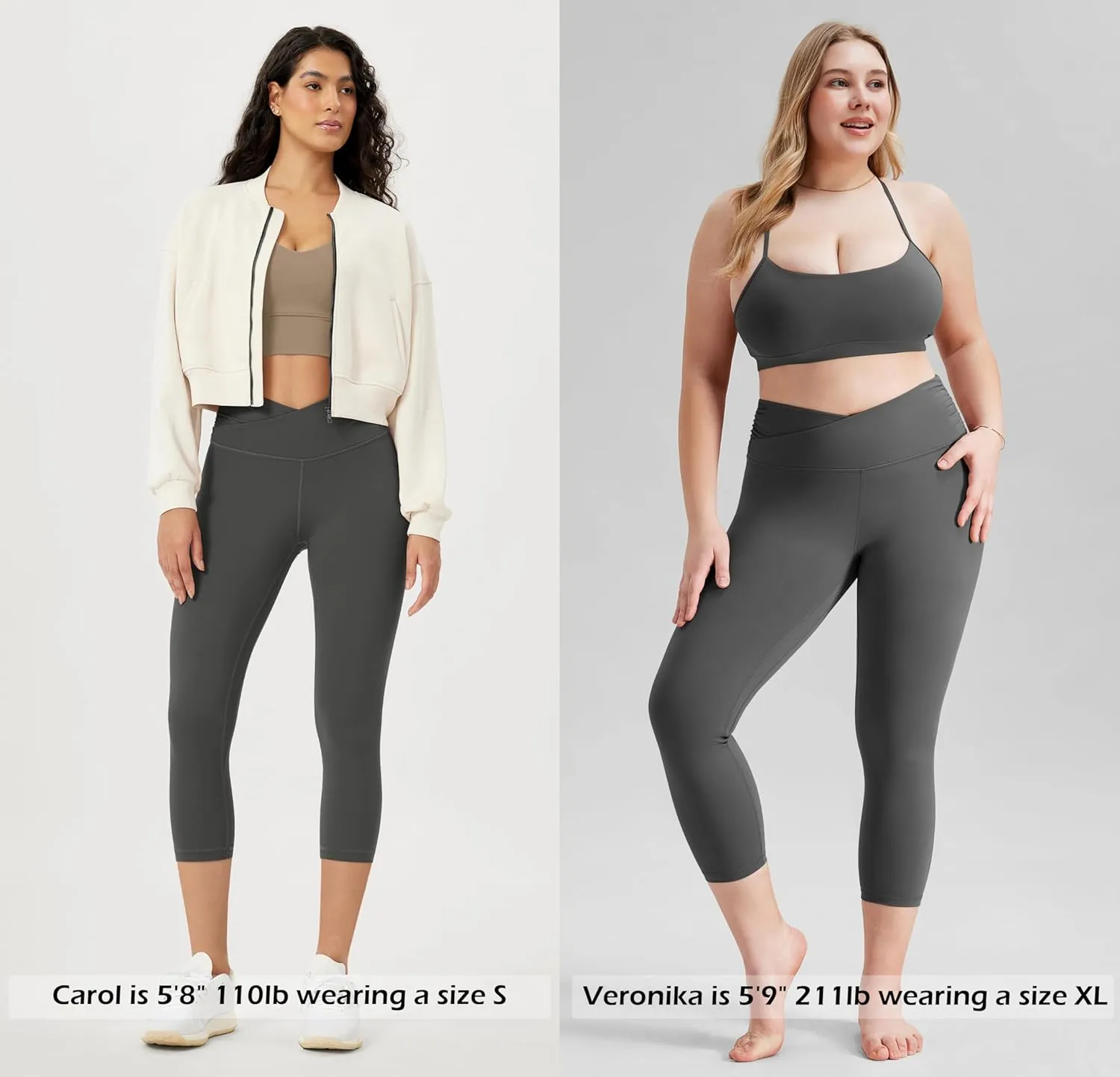 ODODOS Women's Cross Waist Yoga Leggings with Inner Pocket, 23"/25"/28" Gathered Crossover Workout Yoga Pants