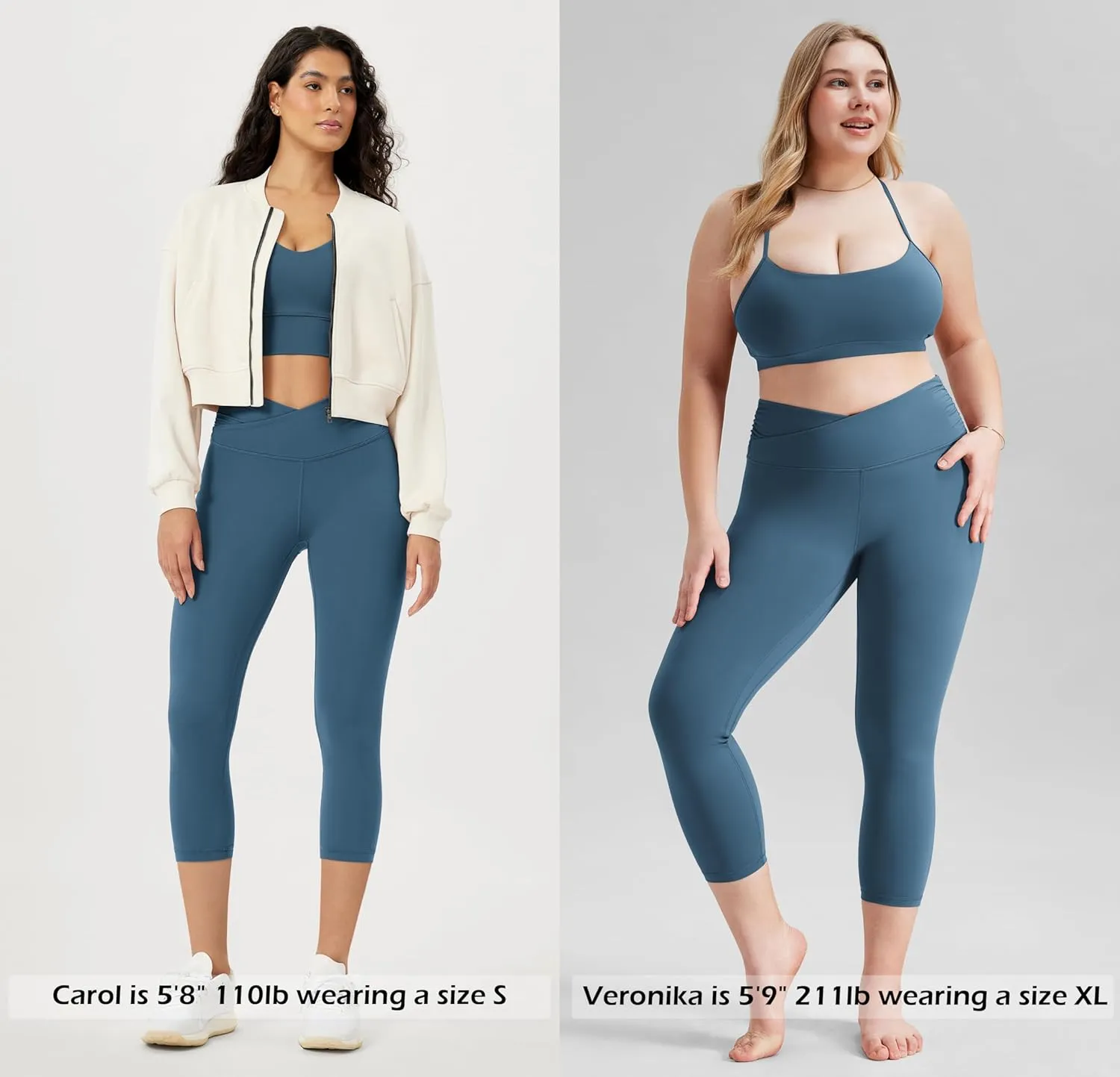 ODODOS Women's Cross Waist Yoga Leggings with Inner Pocket, 23"/25"/28" Gathered Crossover Workout Yoga Pants