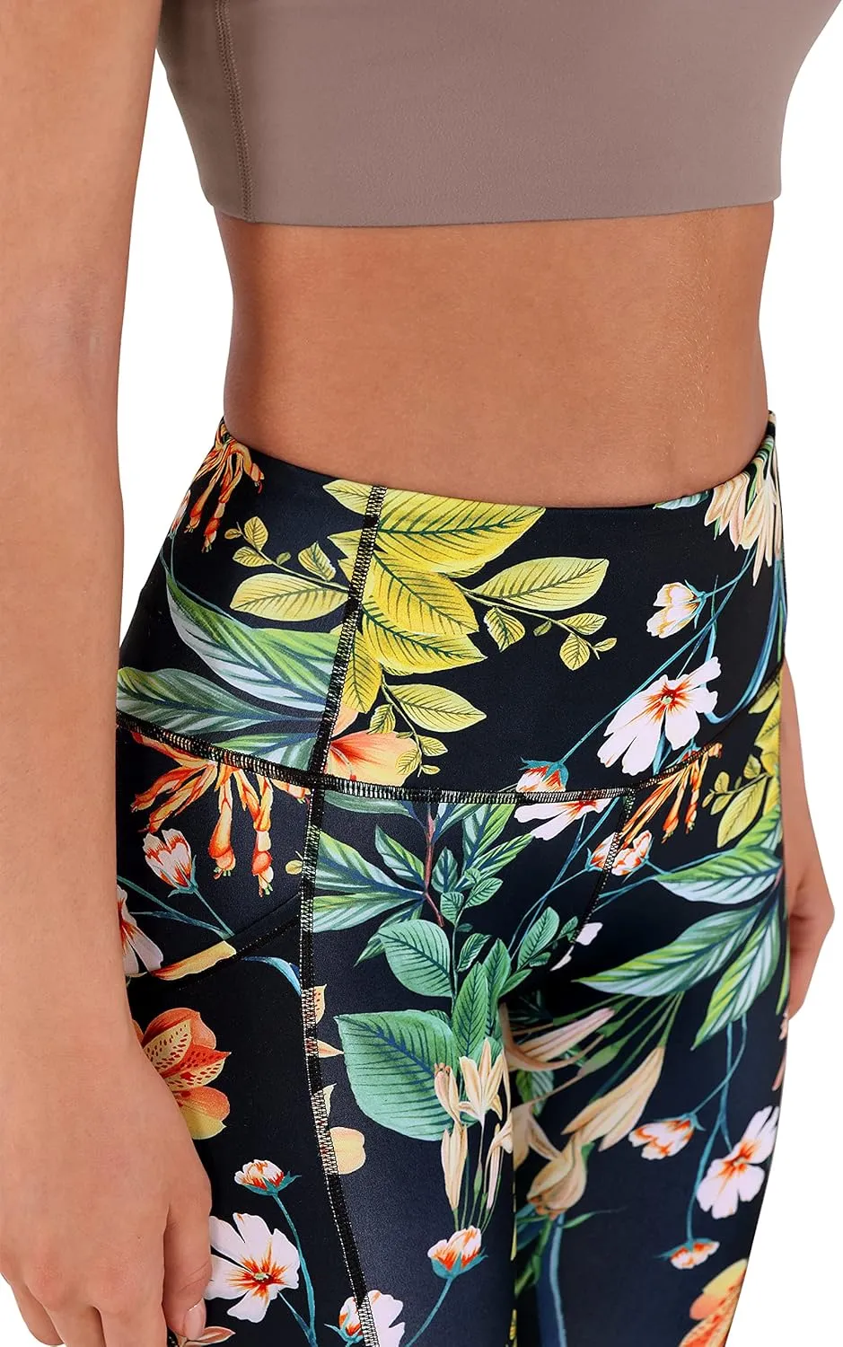 ODODOS Women's High Waisted Yoga Capris with Pockets, Tummy Control Non See Through Workout Athletic Running Capri Leggings
