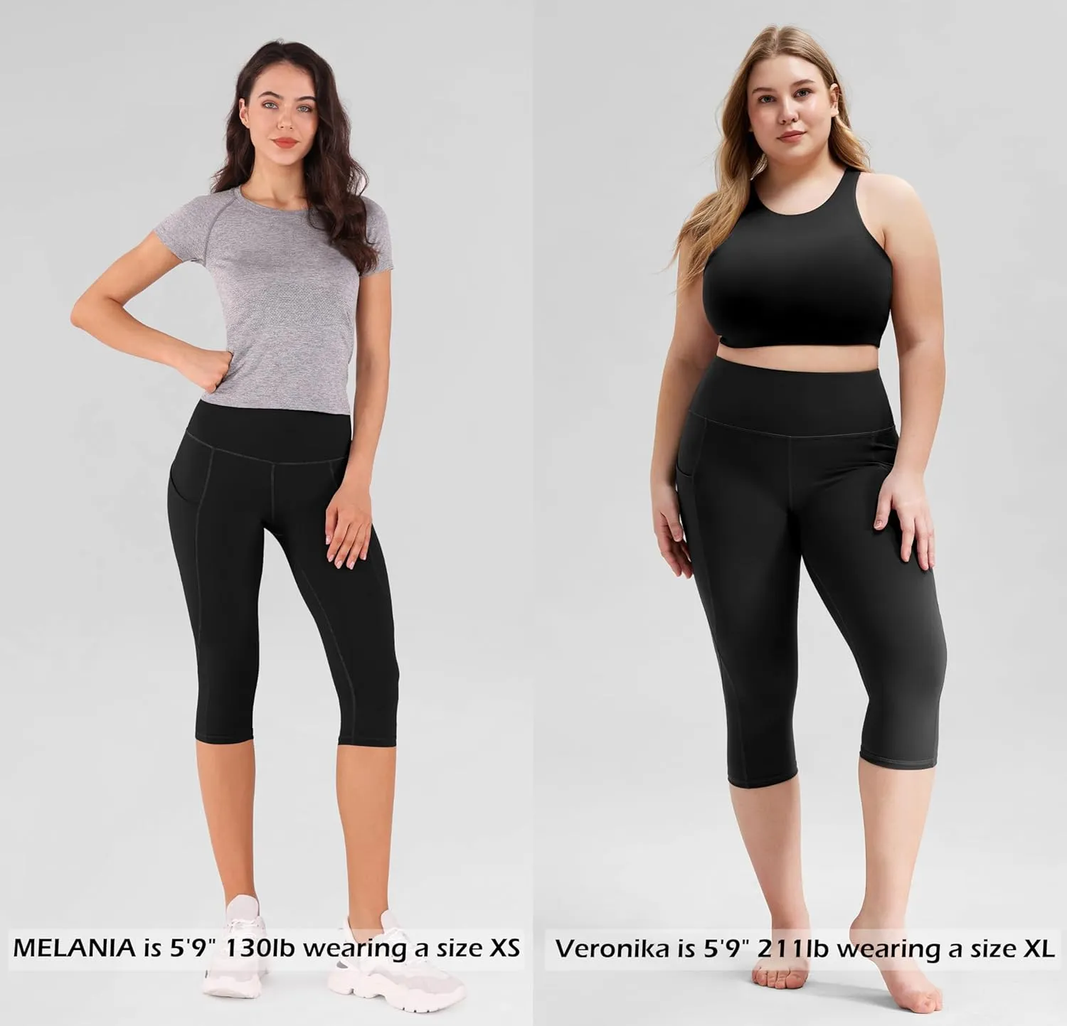 ODODOS Women's High Waisted Yoga Capris with Pockets, Tummy Control Non See Through Workout Athletic Running Capri Leggings