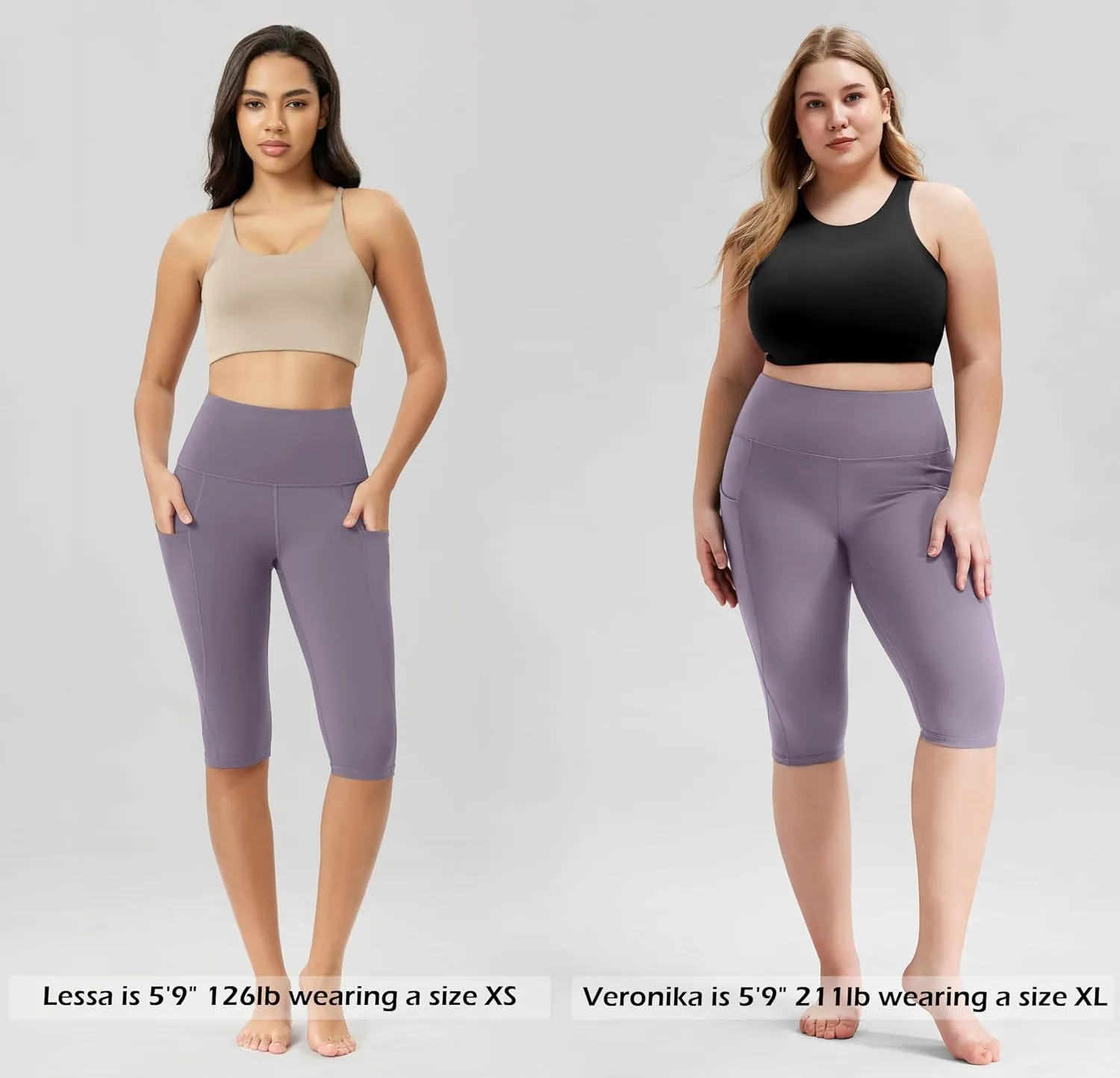 ODODOS Women's High Waisted Yoga Capris with Pockets, Tummy Control Non See Through Workout Athletic Running Capri Leggings