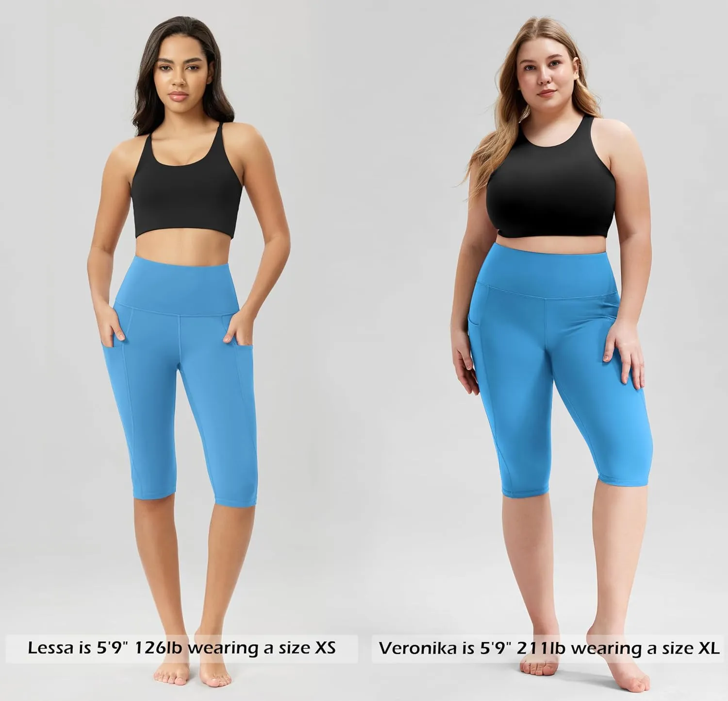 ODODOS Women's High Waisted Yoga Capris with Pockets, Tummy Control Non See Through Workout Athletic Running Capri Leggings