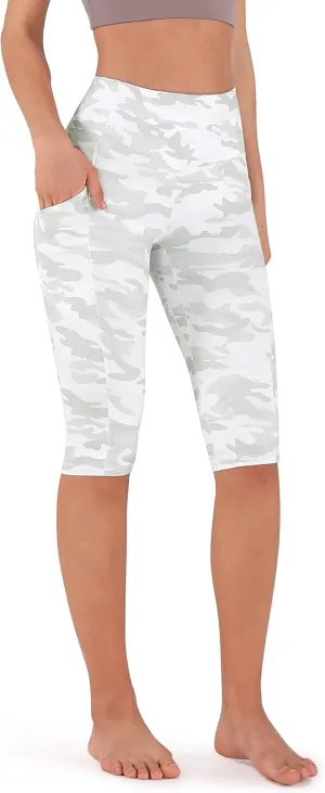 ODODOS Women's High Waisted Yoga Capris with Pockets, Tummy Control Non See Through Workout Athletic Running Capri Leggings